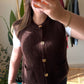 Brown Triko Vest With Pockets & Golden Buttons