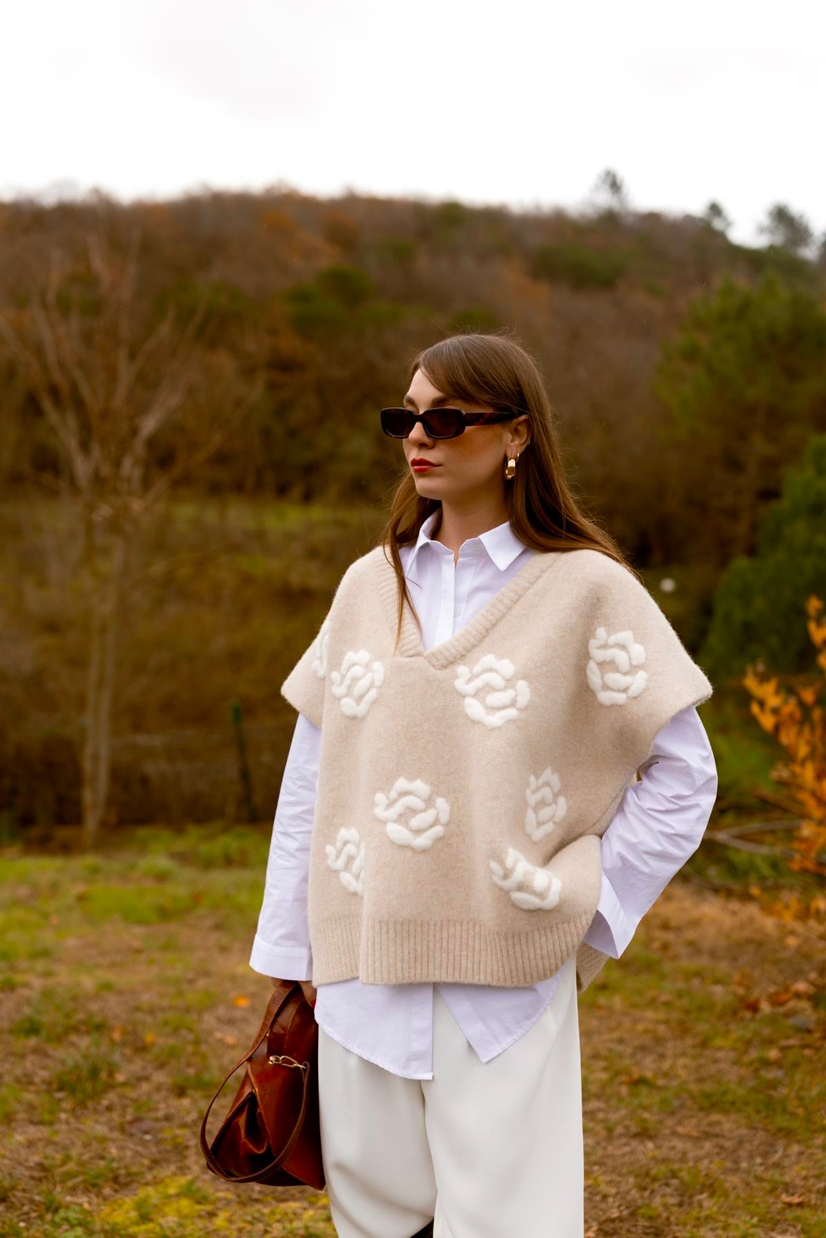 Roses Beige Triko Vest