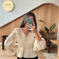 Dantel Detailed Beige Blouse