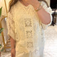 Beige Floral Crochet Long Blouse