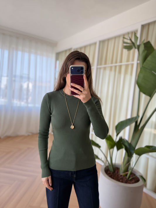 Ribbed Olive Basic Top