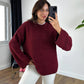 Burgundy Round Neck Stitch Pullover