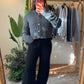 Grey Braided Cardigan With Golden Buttons