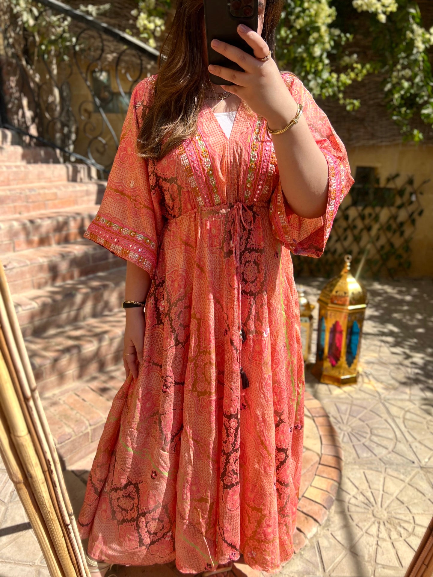 The Moroccan Orange Embroidered Dress