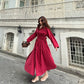 Burgundy Belted Shirt Dress (WITHOUT BELT)
