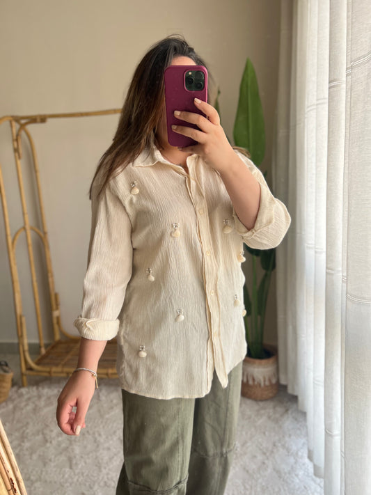 Beige Seashell & Pearl Shirt
