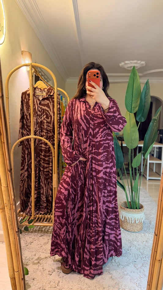 Plum & Pink Zebra Flowy Dress