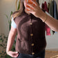 Brown Triko Vest With Pockets & Golden Buttons