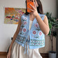 Baby Blue Floral Embroidered Vest
