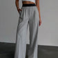 Grey Classic Pants With Black Elastic Waist
