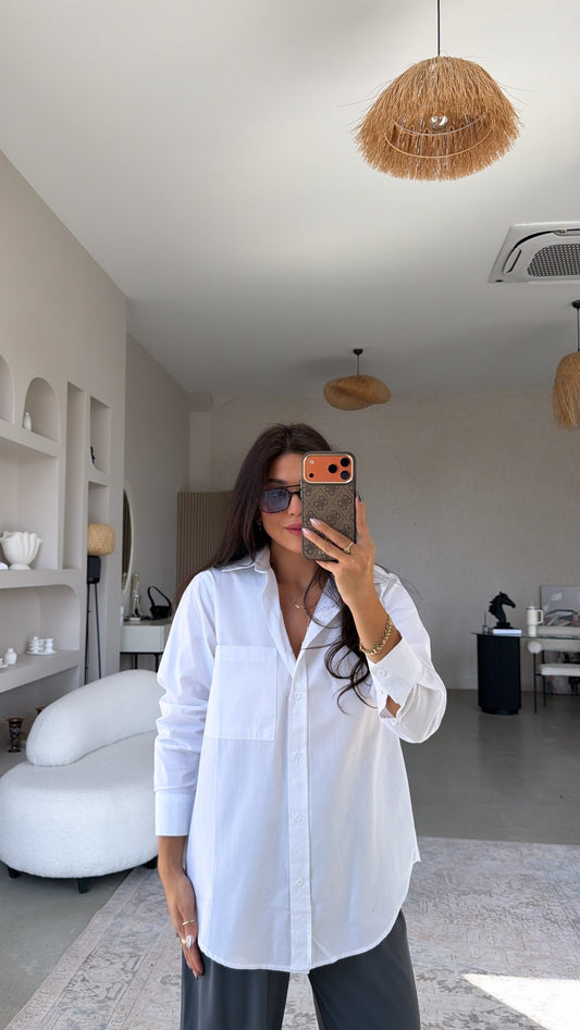 Premium Basic Oversized Cotton White Shirt