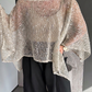 Beige Sequins Poncho Top