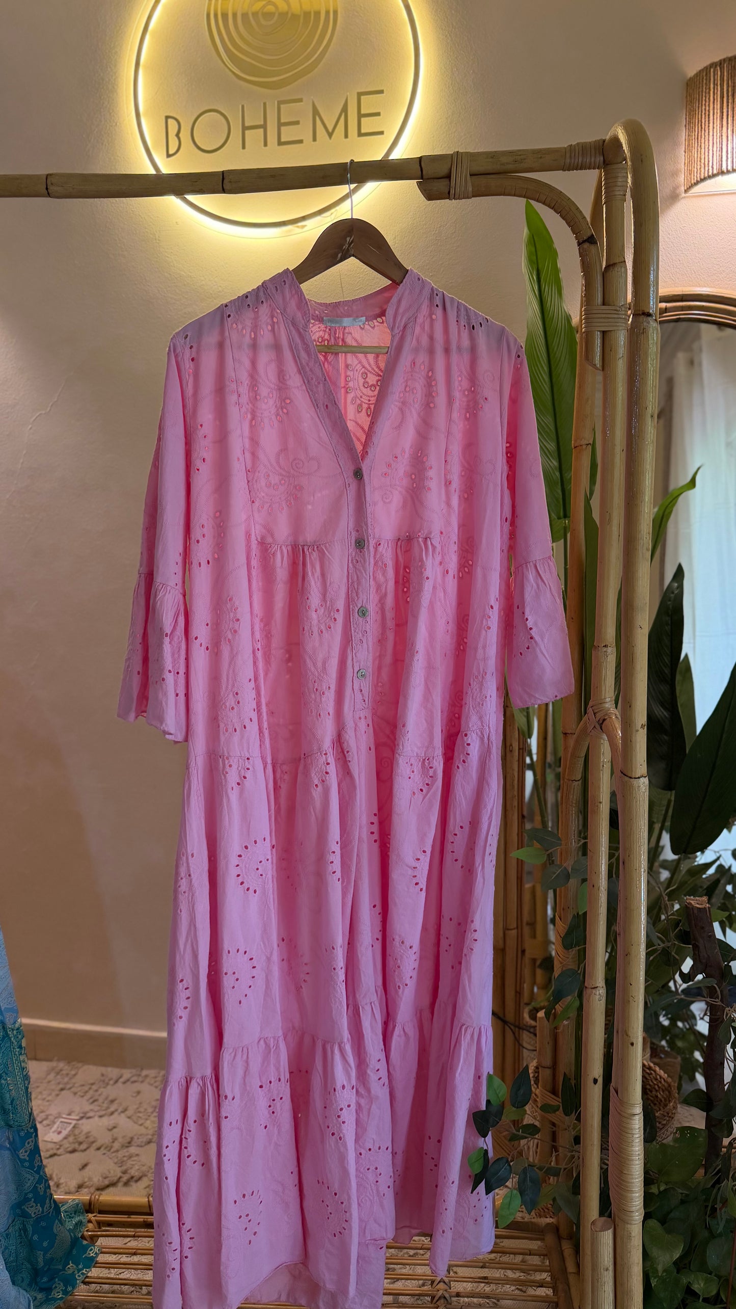 Cotton Pink Cut Out Dress