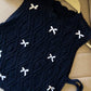 Dark Navy Crochet Vest With Ties & Bows