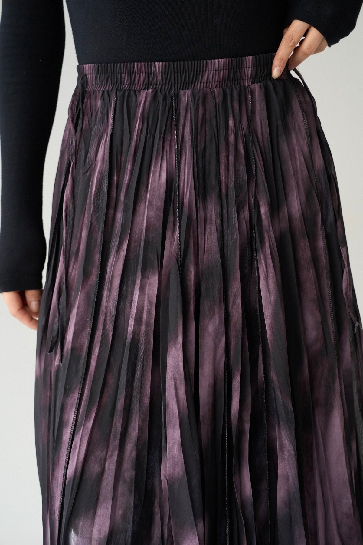 Marble Plum Asymmetrical Chiffon Skirt