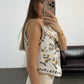 Linen Floral Yellow Embroidered Vest