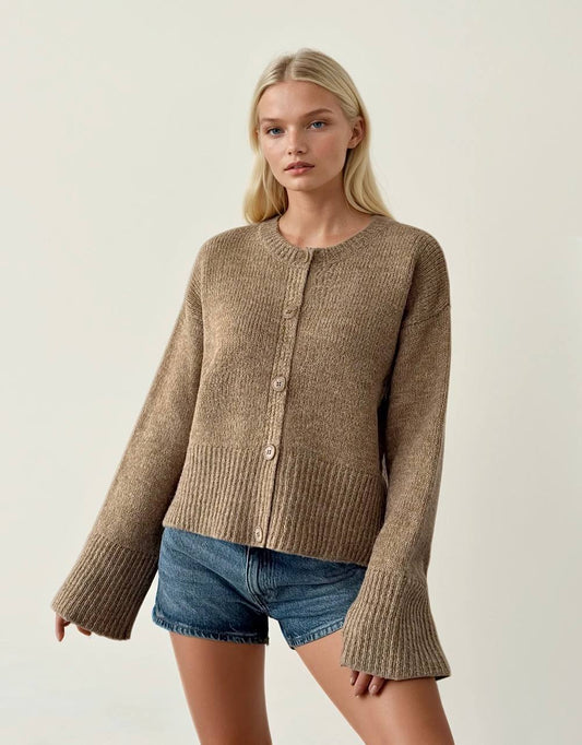 Cafe Cardigan With Bell Sleeves