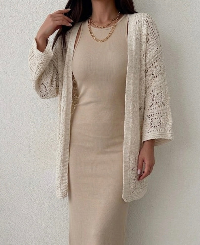 Off White Crochet Kimono