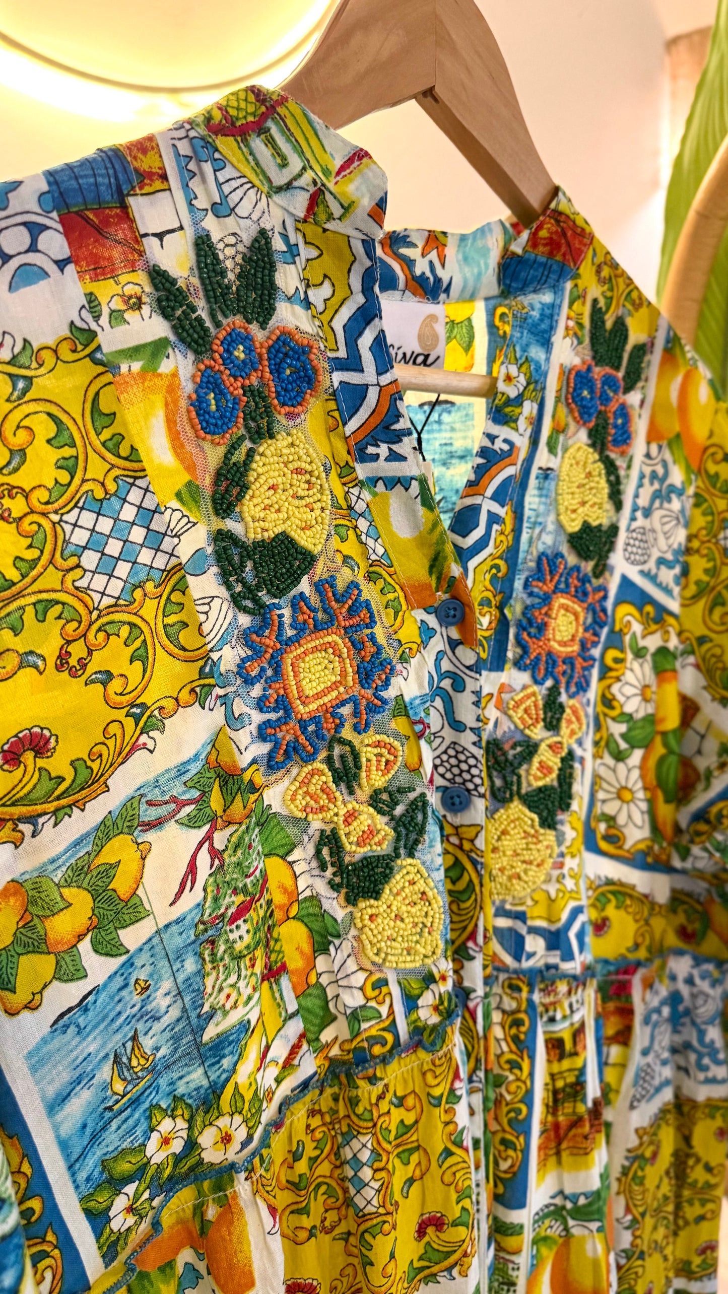 The Positano Embroidered Green Lemon Dress
