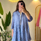 Blue Embroidered Floral Lace Long Shirt