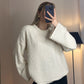 Off White Round Neck Stitch Pullover