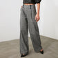 Grey Wide Leg Pants With Buttons Detail
