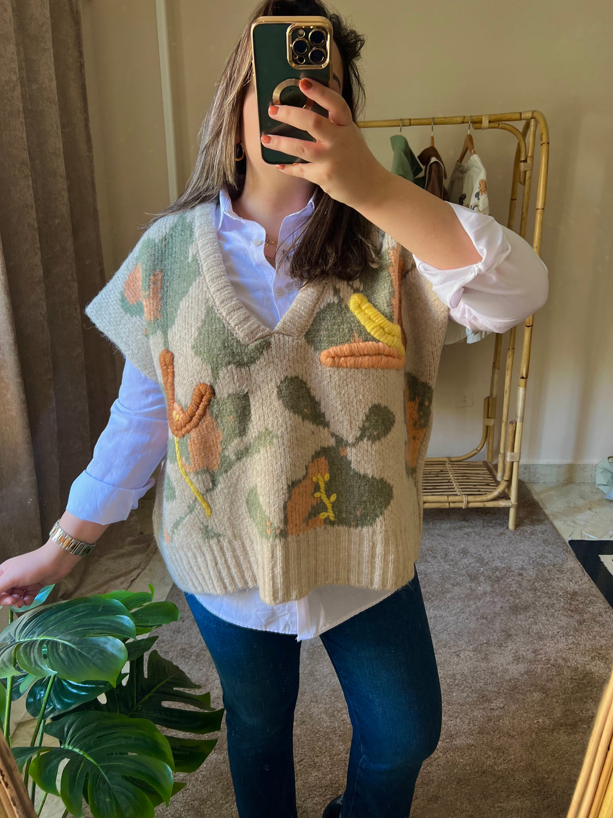 Embroidered Neutral Colors Triko Vest