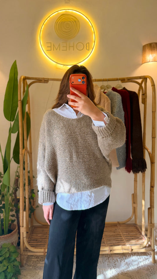 Cafe Boat Neck Heavy Pullover