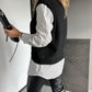 Black V Triko Vest With Striped Black Cotton Shirt (one piece)