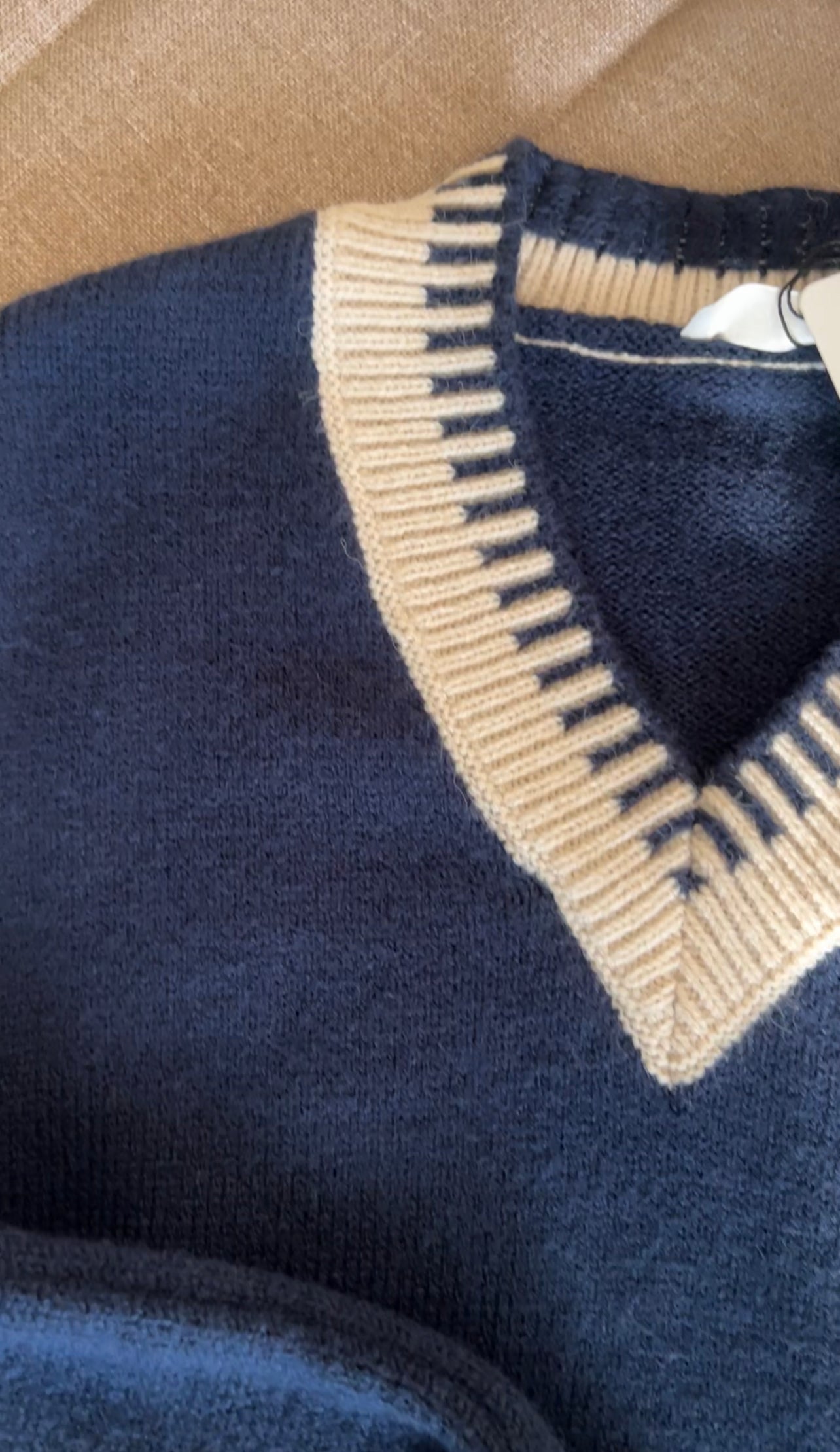Navy Blue Vest With Embroidered Line