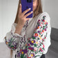 White Floral Embroidered Shirt Blouse