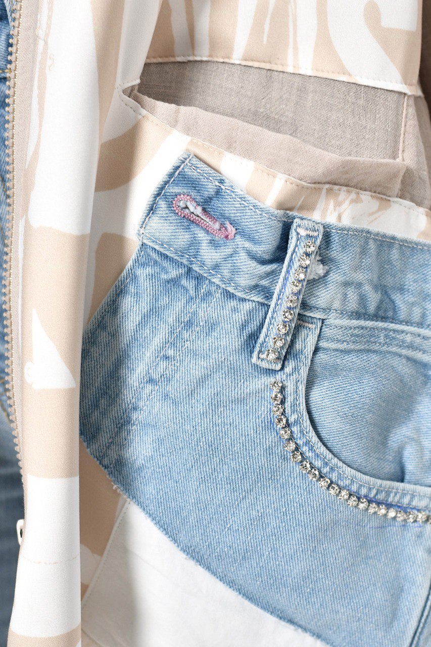 The Patchwork Linen X Denim Embroidered Jacket