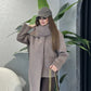 Cafe Wool Jacket With Pockets & Detachable Scarf