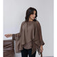 Brown Chiffon Cape Blouse