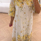 Italian Linen Cut Out Yellow Floral Dress