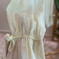 Boho Beige Embroidery Blouse With Ties