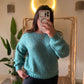 Turquoise Mohair Pullover With Silver Threads