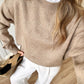 Basic Camel Round Neck Pullover