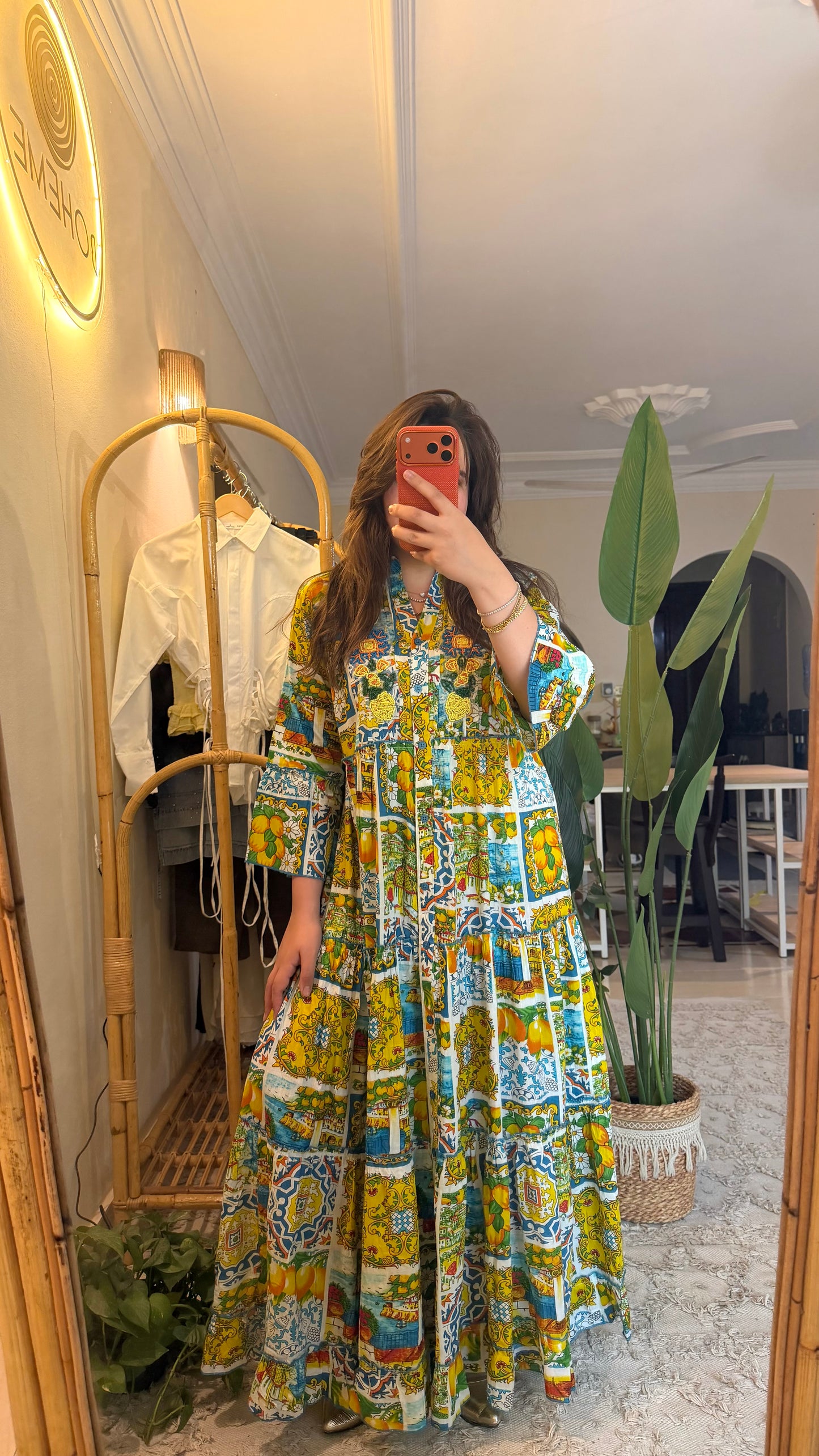 The Positano Embroidered Green Lemon Dress