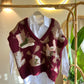 Embroidered Burgundy Multicolored V Neck Vest