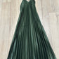Olive Pleated Straps Italian Dress