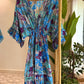 The Italian Blue Purple Paisly Dress With Embroidery & Tassels