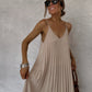 Beige Pleated Straps Italian Dress