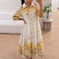 Italian Linen Cut Out Yellow Floral Dress