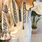 White Floral Teal Blue Embroidered Blouse