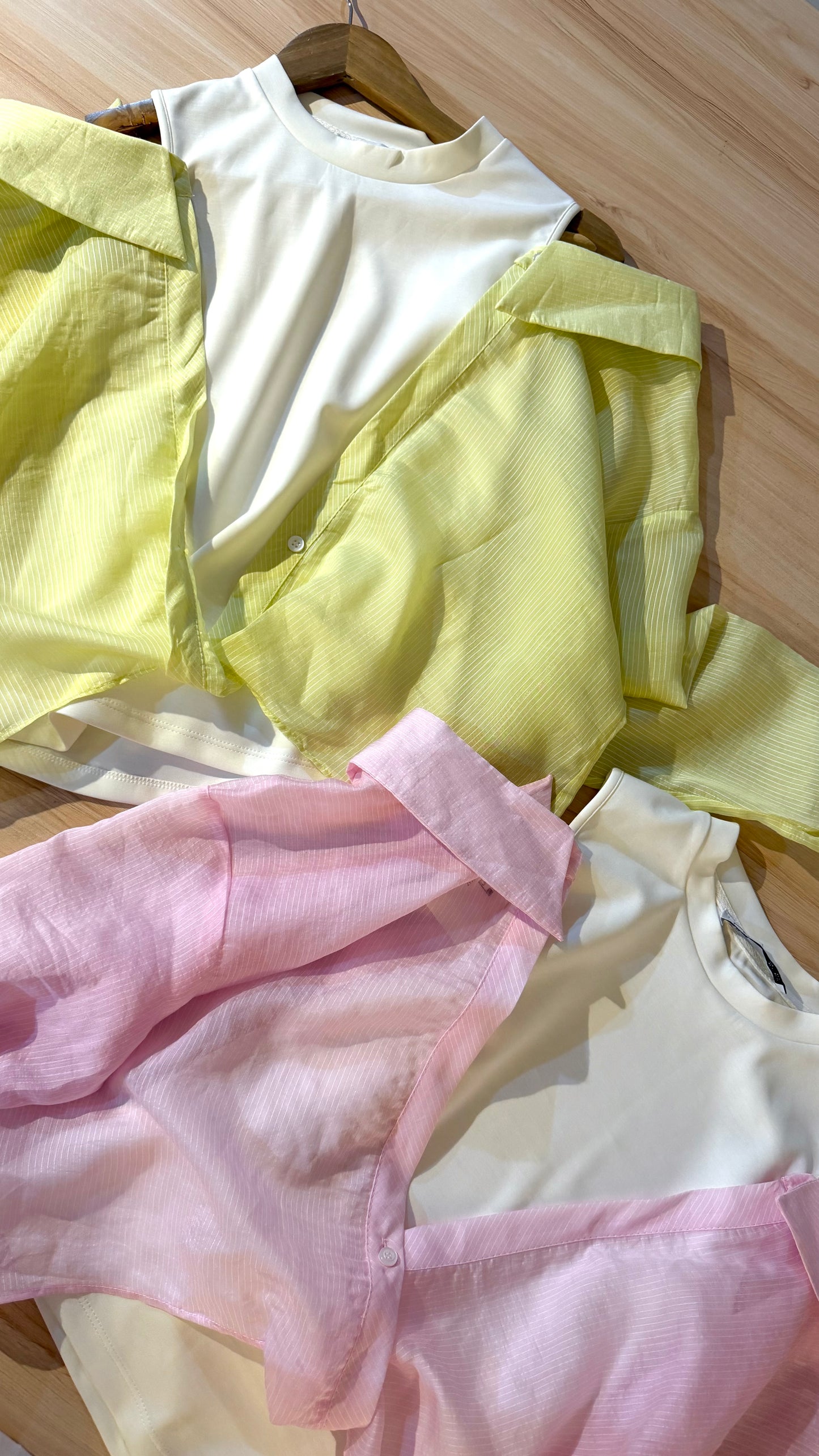 Off Shoulder Striped Lime Shirt With White Top