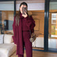 Burgundy Braided Triko Set With Scarf