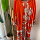 Orange Butterfly Sleeves Dress With Side Slits