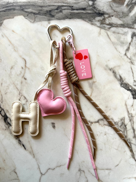 H Letter Heart Bag Charm