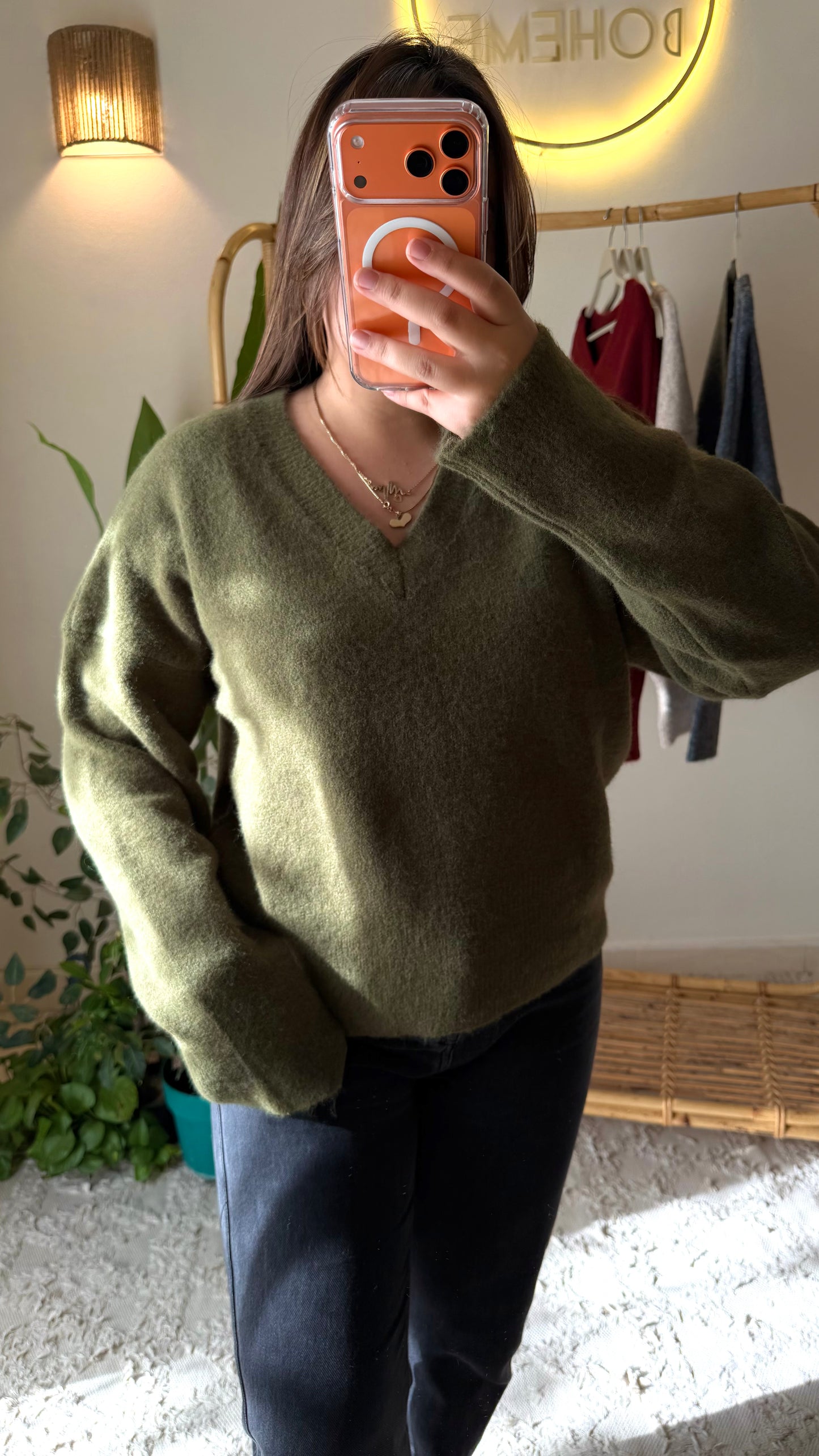 Olive V Neck Pullover